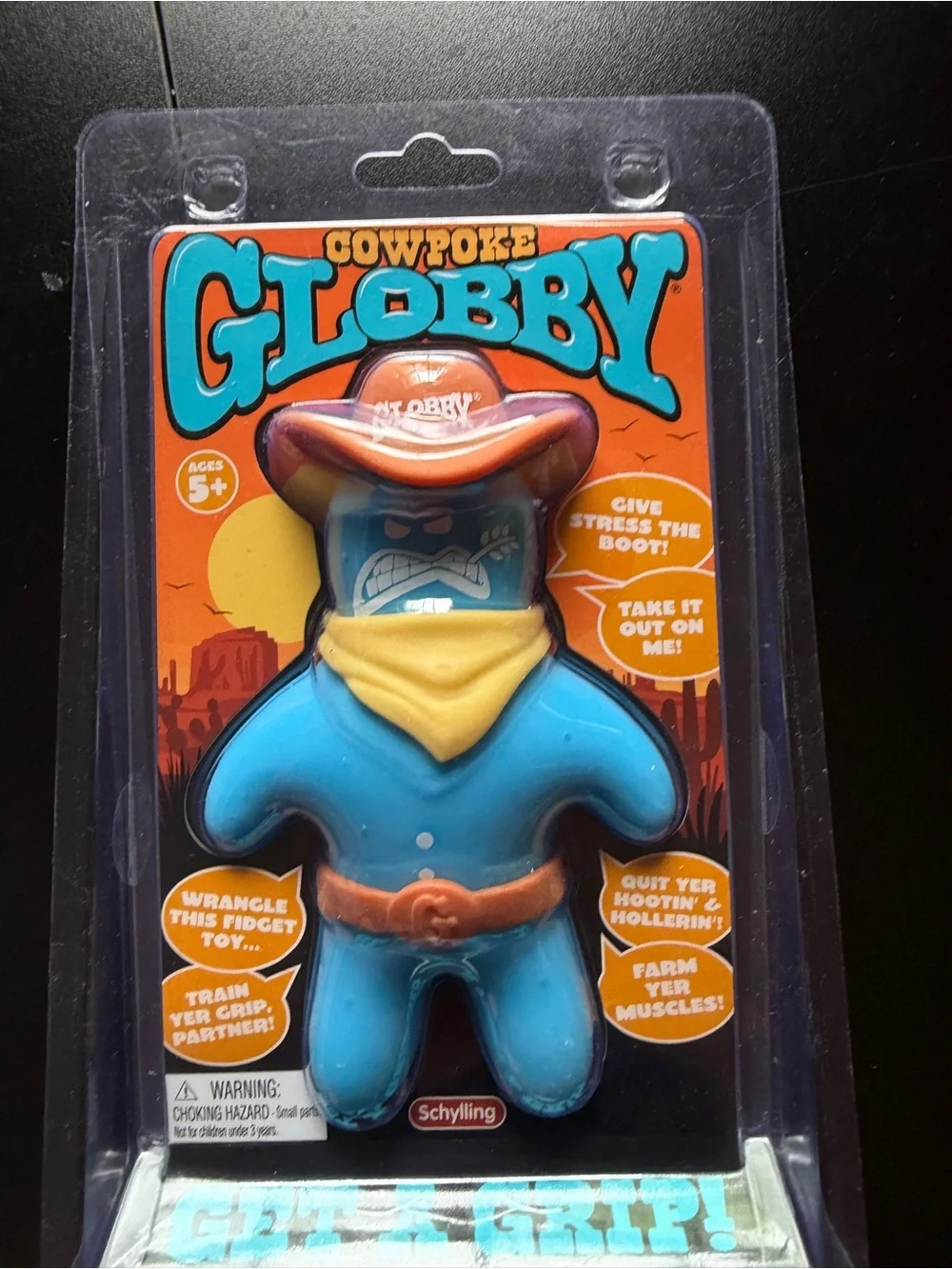 New Schylling Globby Cowpoke Squishy Stress Relief Fidget Toy Get a Grip Cowboy